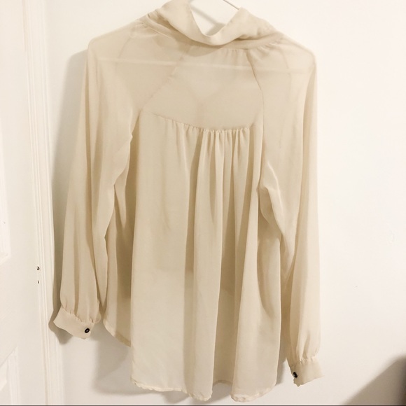 Brandy Melville Sheer High-Low Button-Down Blouse (O/S) - Picture 3 of 5